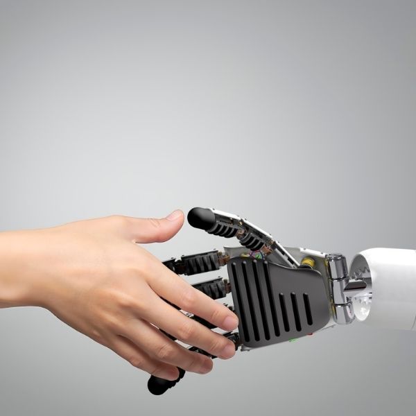 shaking AI robot hand